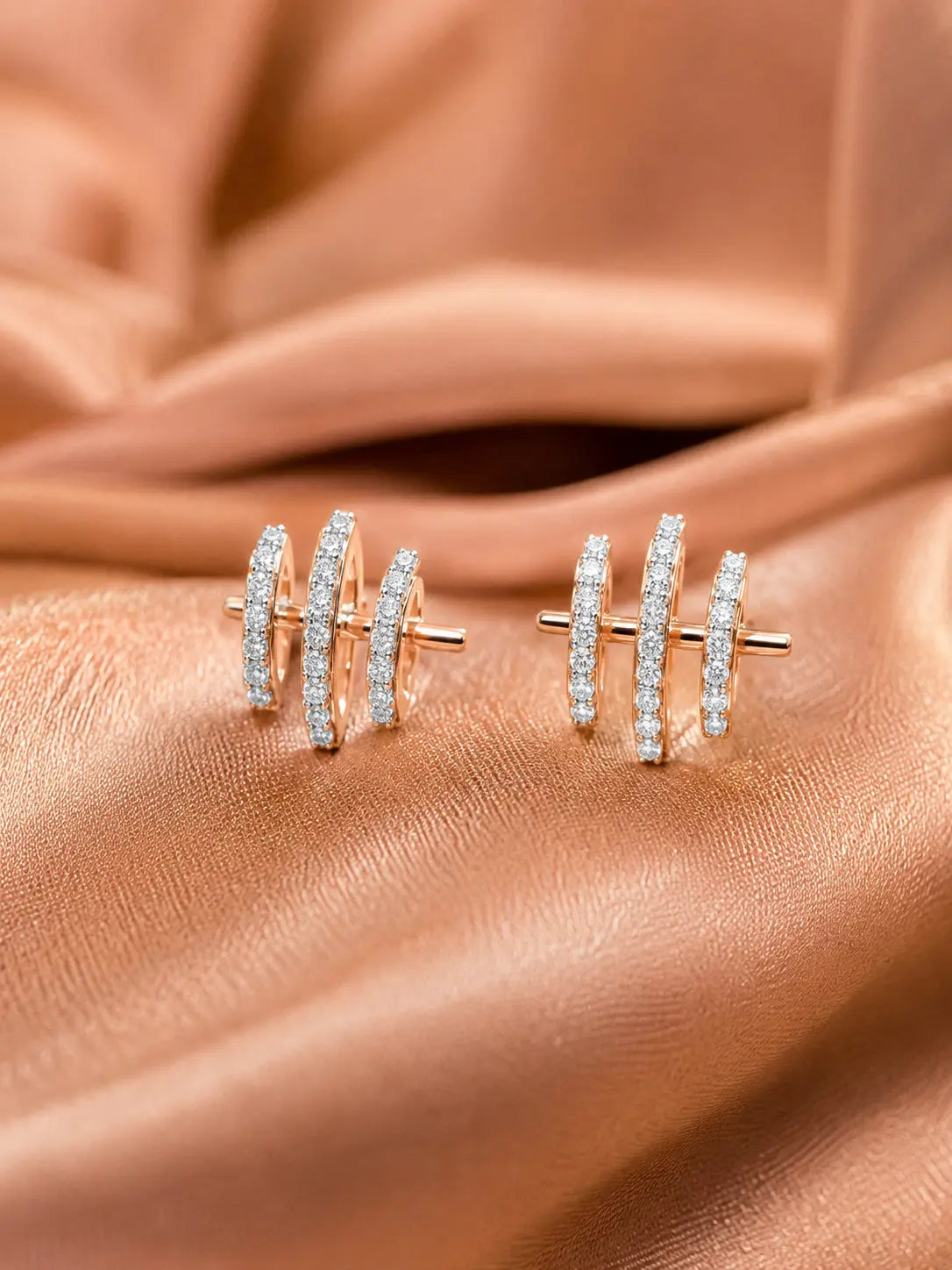 Triple Bar Diamond Stud | 0.26 Ct Natural EF-VVS Diamonds